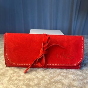 Uno de 50 Red Suede Jewelry Storage Travel Case